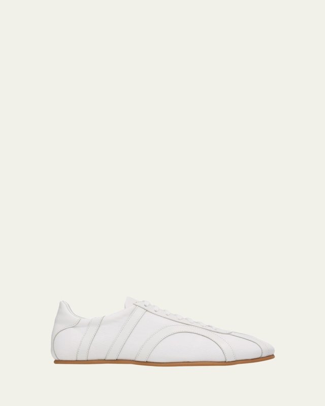 Canvas and Leather Low-Top Sneakers